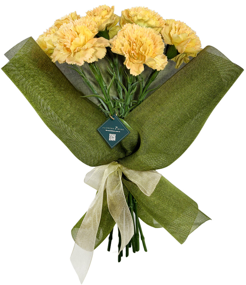 Yellow Carnation in Green Wrap