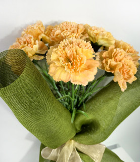 Yellow Carnation in Green Wrap