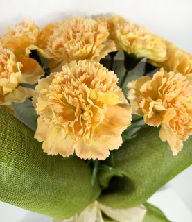 Yellow Carnation in Green Wrap