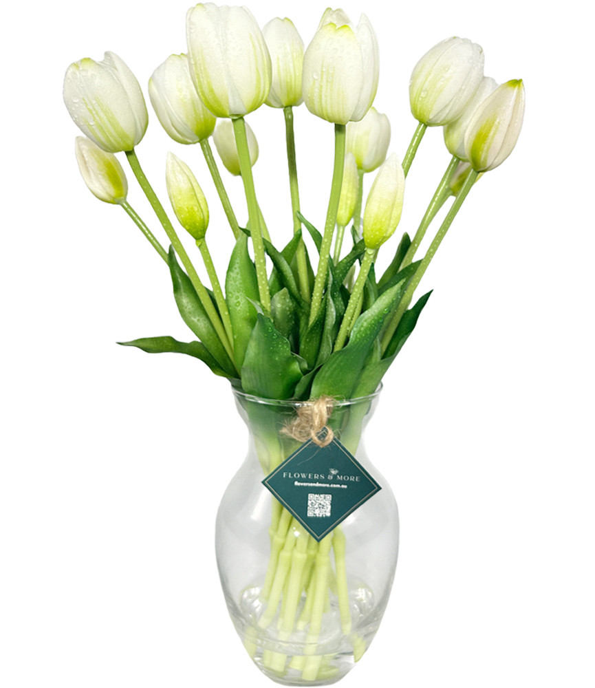 40cm White Tulips in 20cm Vase