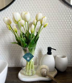 40cm White Tulips in 20cm Vase