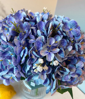 32 Blue Hydrangea in Striped Vase