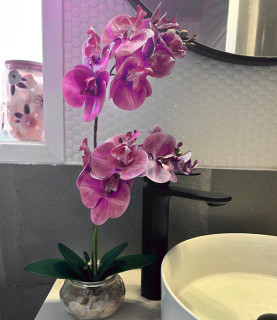 45cm Pink Orchid With Pebbles