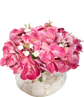 17cm Mini Pink Hydrangea Jar