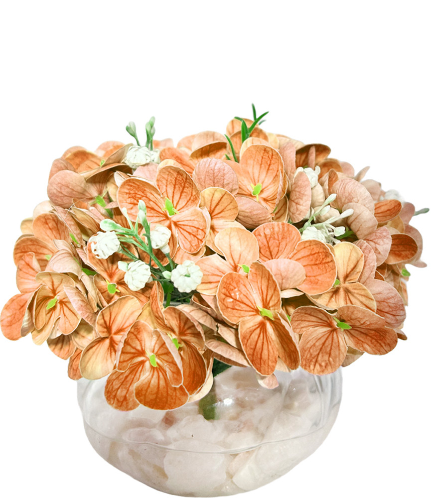 17cm Mini Orange Hydrangea Jar