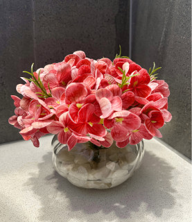 17cm Mini Red Hydrangea Jar