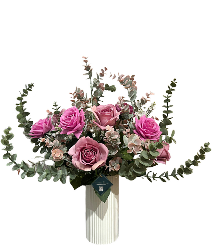 58cm Mixed Roses with Eucalyptus