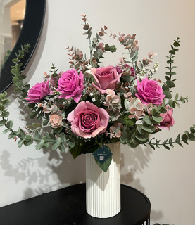 58cm Mixed Roses with Eucalyptus