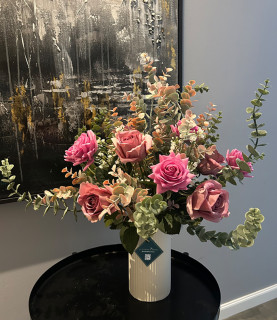 58cm Mixed Roses with Eucalyptus