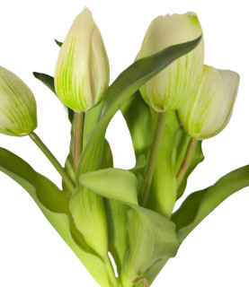 32cm Real Touch Tulips Bunch White