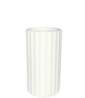 13cm Ceramic Ribbed Vase White