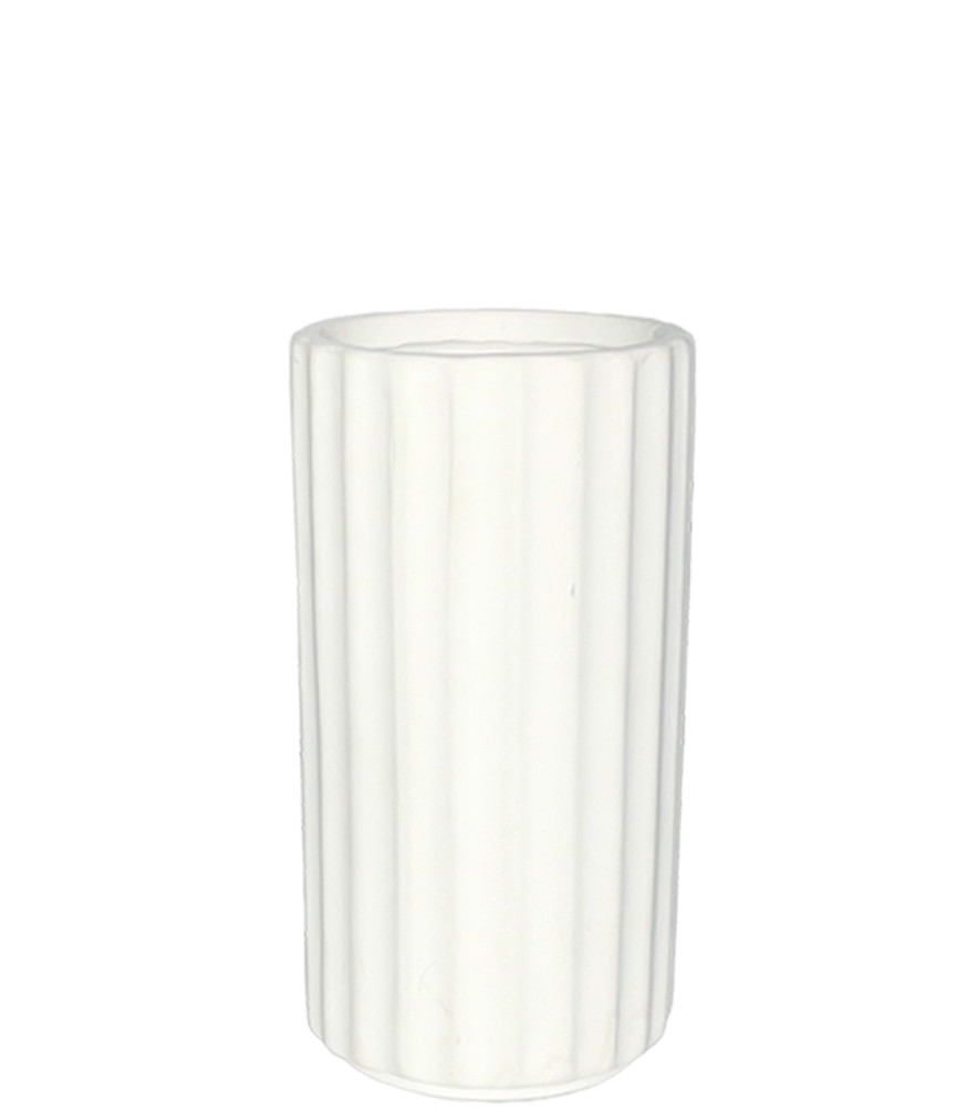 13cm Ceramic Ribbed Vase White