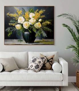 Mimosa and Roses Canvas Art